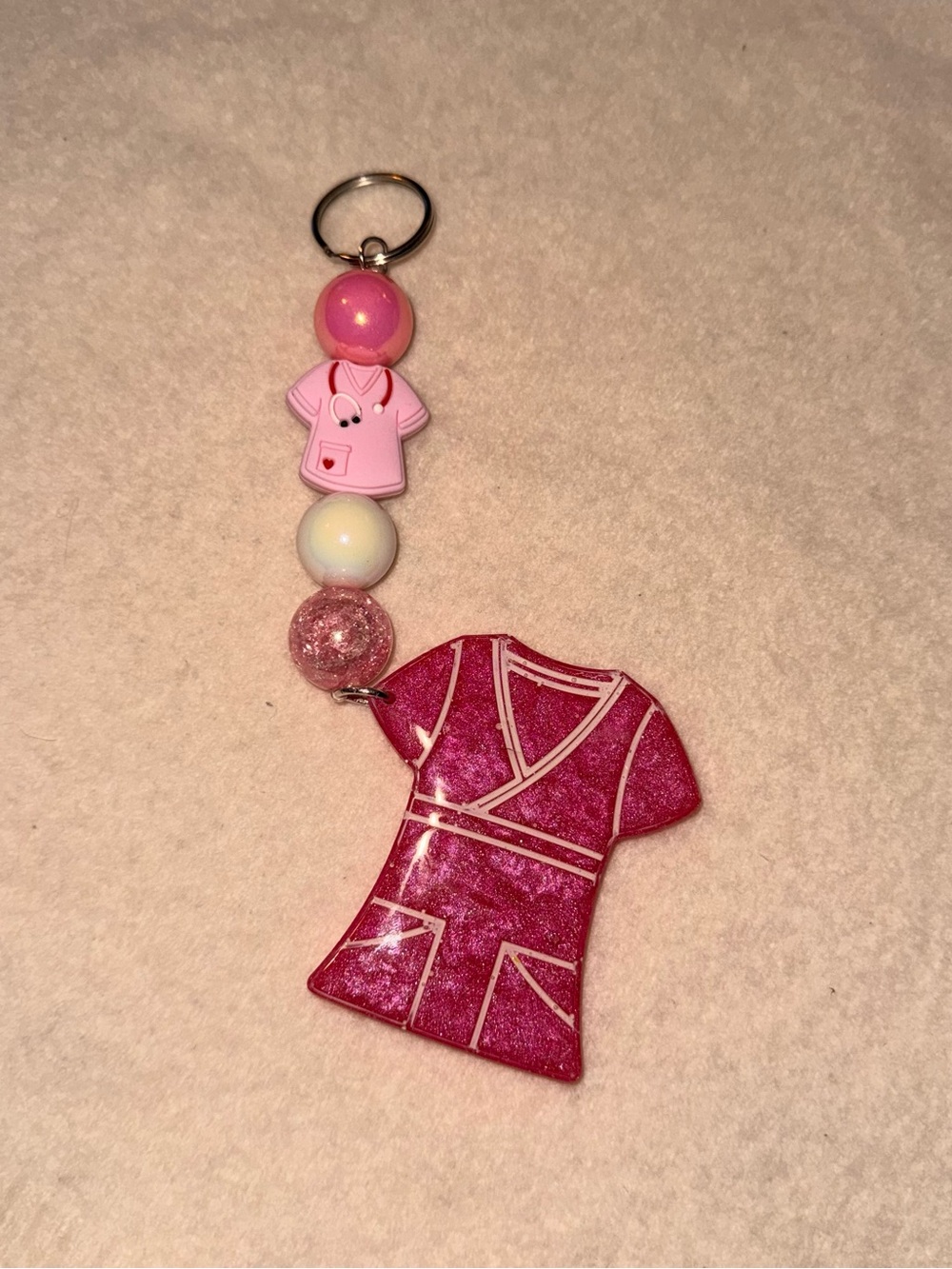 Pink Scrub Top Charm Keychain - Picture 2 of 3